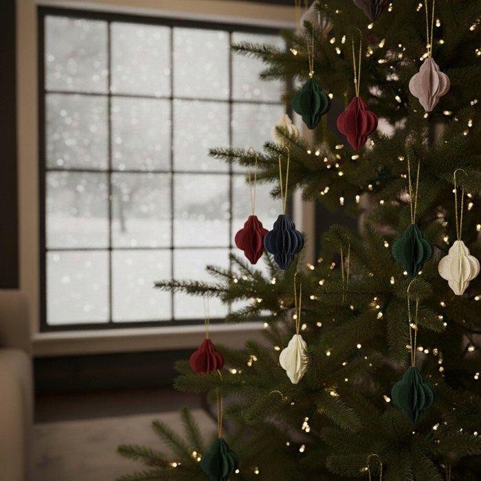 Boules en papier - SPRINGOS - Lot de 6 - 4 cm - Doré - Décorations de Noël