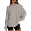 Women's Solid Color Long-Sleeve Round Neck Loose T-Shirt - Spring & Autumn Casual Top