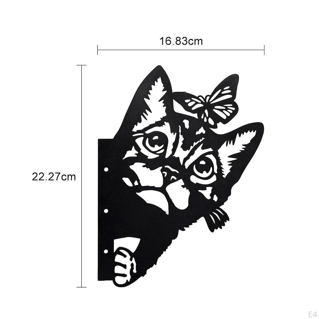 2D Peeping Metal Art Black Silhouette Artwork Fence Decoration Decorative Cutout Garden Ornament for