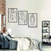 3-Piece Black Metal Portrait Wall Decor - Abstract Line Drawing Sculpture | Stylish Home Art for Kitchen, Bathroom, Living Room