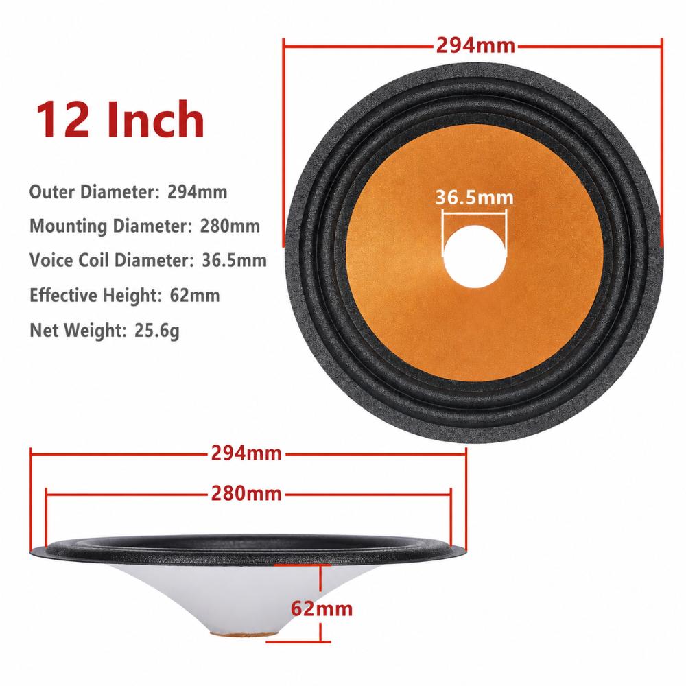4/5/6.5/8/10/12/15 Inch Paper Cone Conical Shape Drum Paper Speaker Parts Repair Use