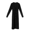 Early Autumn Black Sweater Knitted V-neck Inner with Bottom Long Dress with Coat Women's Winter Wear