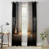 2 панели cortinas Музыка Сцена Динамик Гитара Окна Шторы Гостиная Спальня Оконные украшения Бытовая Кухня Шторы