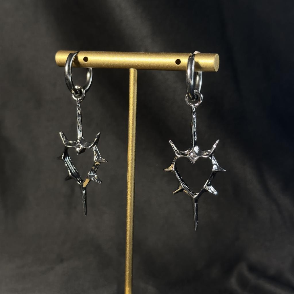 1 пара серег в стиле ретро-готики с дизайном «Сердце с шипами», серьги в форме сердца с шипами, нейтральные серьги, подарок для праздничной вечеринки