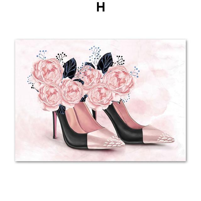 Модная девушка Париж Духи Каблуки Губная помада Макияж Искусство Холст Картина Плакаты на скандинавскую тему и принты Настенные картины Декор в гостиную без рамки