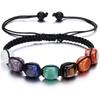 7 чакр, натуральный камень, плетеные браслеты ручной работы из лавы для мужчин и женщин, регулируемая энергия, красочные рейки, исцеляющий браслет из бисера