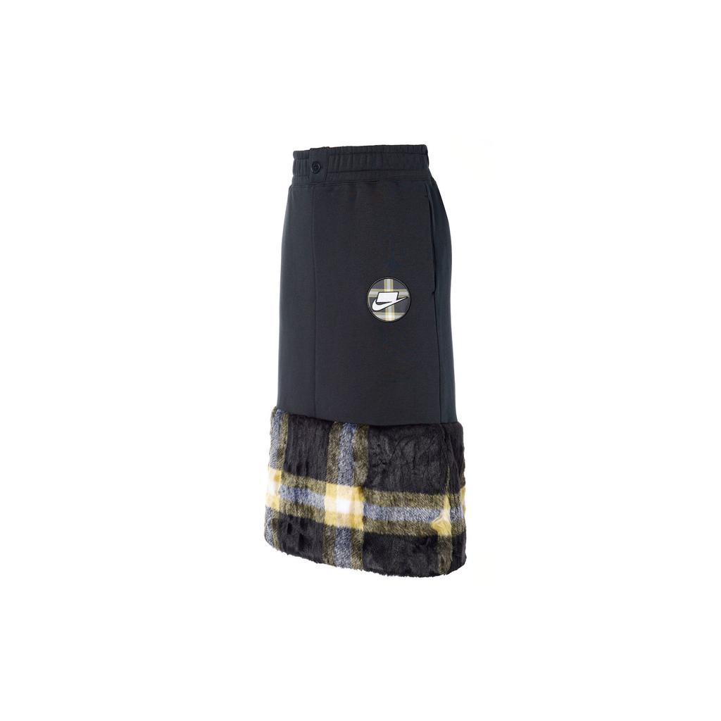 Nike Women's Sportswear NSW Plaid Faux Fur Midi Skirt Black DD4536-010