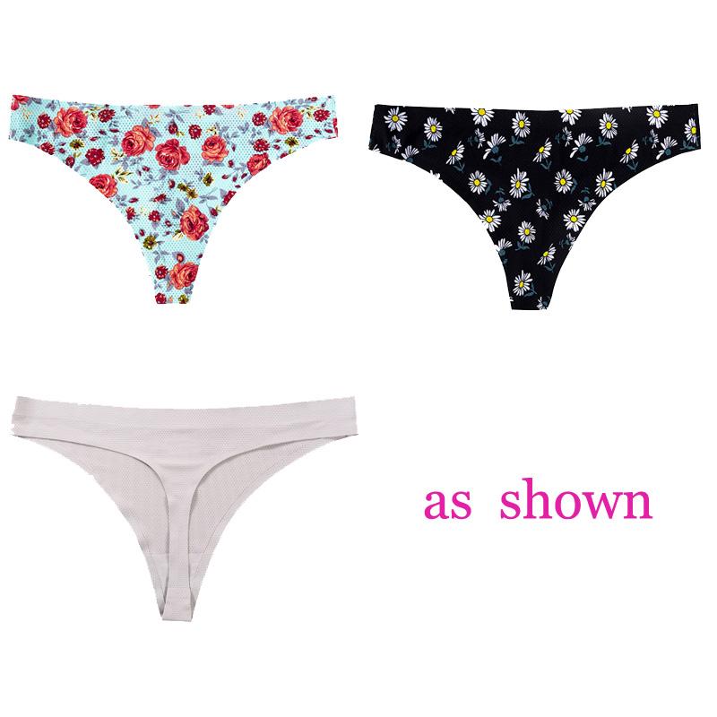 CINOON 3 шт./лот, женское сексуальное нижнее белье с цветами, соблазнительные трусики с низкой талией, стринги, дышащее нижнее белье без следов, стринги, нижнее белье