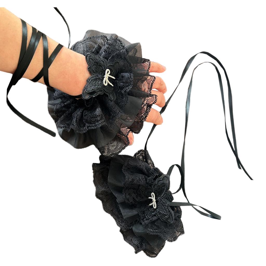 Ложные рукава-ленты Съемный свитер в стиле балеткор Декоративные рукава Кружевной край Плиссированные кружевные манжеты