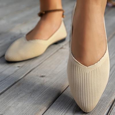 Весенне-осенние балетки Повседневные женские балетки Заостренные Вязаные Эластичные Удобные Бутиковые туфли