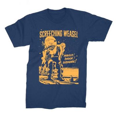 Футболка с логотипом группы SCREECHING WEASEL Темно-синяя Унисекс UU239