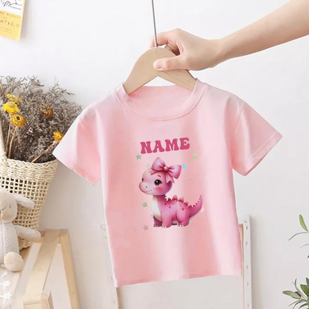 Персонализированная футболка с единорогом и именем для девочек, детская футболка с диким принтом, футболка для лета, детская одежда, топ с коротким рукавом для малышей