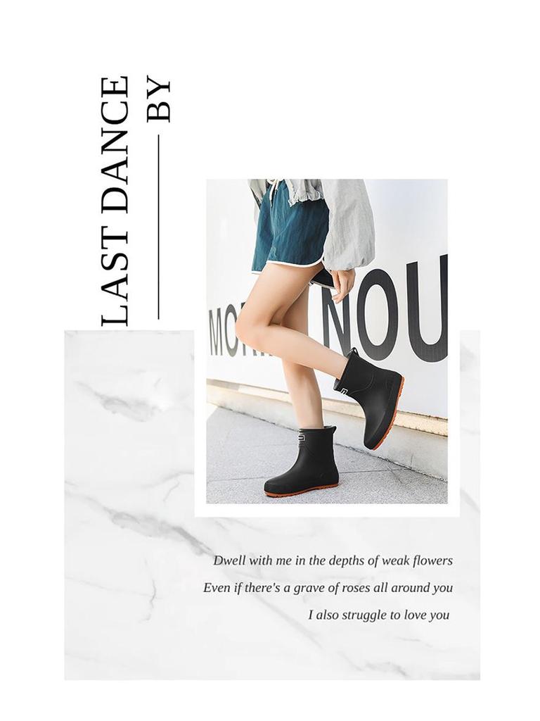 Women's Non-Slip Mid-Calf Japanese Rain Boots - Fashionable Waterproof Outerwear Shoes