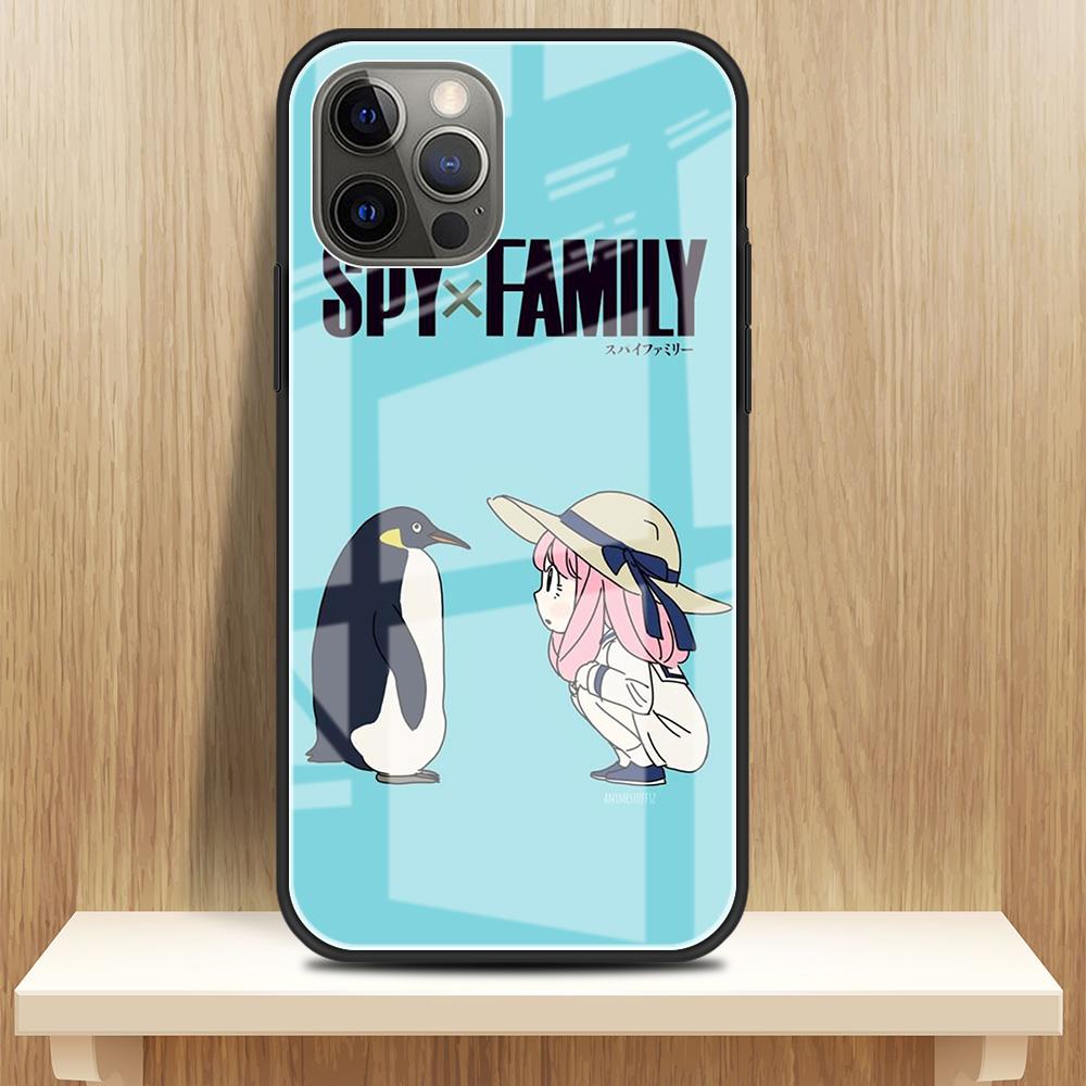 Чехол из закаленного стекла для Apple iPhone 13 12 Mini 11 Pro XS Max SE 2020 XR 7 8 Plus X 6 6S задняя крышка телефона SPY FAMILY Anime Funda