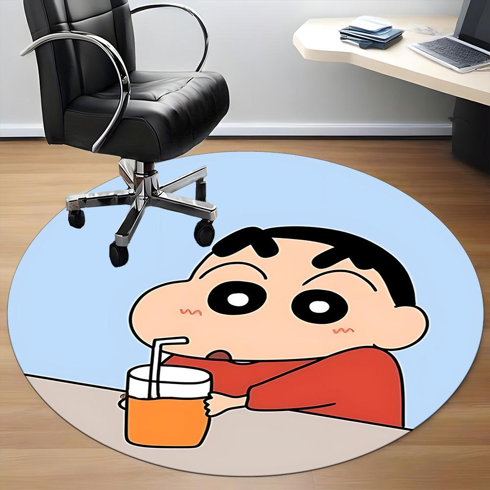 1pc Crayon Shin-chan Office Round Area Rug, Indoor Mat Suitable For Office, Under Office Chairs Bedroom Living Room Home Decor a0908188