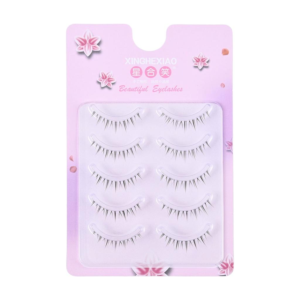 Baby Lashes Soft Clear Band Natural False Eyelashes with Black Fiber for Daily Makeup