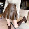 Летние женские плиссированные кожаные юбки корейская мода женская А-силуэт короткая юбка Za Woman высокая талия PU юбка уличная одежда