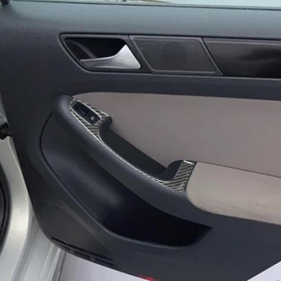 4Pcs For Volkswagen Jetta 11-14 Carbon Fiber Window Lift Switch Panel Trim Cover