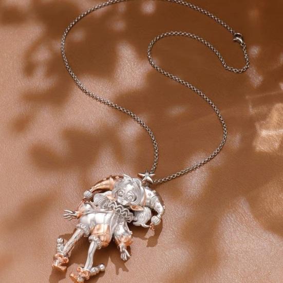 Ожерелье «Девочка-клоун» Милое ожерелье с подвеской в виде девочки Женское ожерелье-шарм в виде клоуна Ключичное ожерелье Ювелирный подарок для друзей и семьи