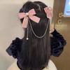 Black Tassel Elegant Vintage Bow Pearl Chain Hairpins Sweet Hair Decorate Headband Hair Clips for Hairpins for Girls Hair Pin