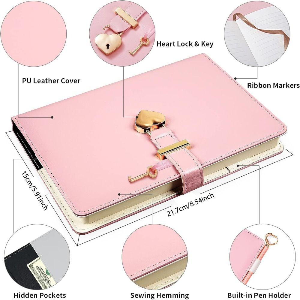 PU кожаный персональный планировщик блокнот B6 с подкладкой дорожный дневник в форме сердца с замком журнал для женщин