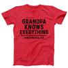 Grandpa Knows Everything Funny Grandpa T-shirts Tops Granddad Birthday Gift Tshirts Best Grandpa Tee Clothes Gift From Grandkids