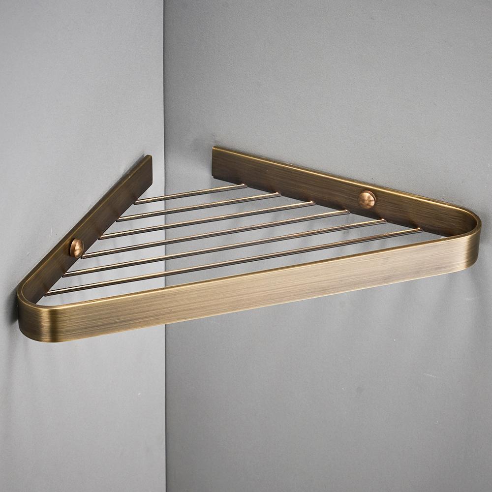 BAKALA Brush gold Полка для ванной комнаты Латунная душевая стойка Треугольная корзина Полка для ванны Душевая кабина Держатель для настенной угловой полки