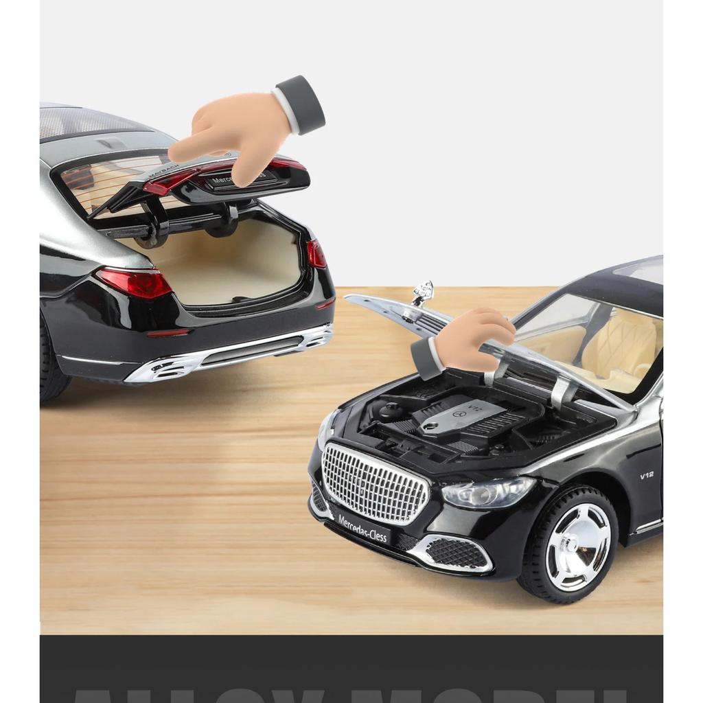 1/24 Maybach S680 Управление ключом Металлическая модель автомобиля Игрушка Литье под давлением Металлическое литье Звук и свет Оттяжная машинка Игрушки для детей Транспортное средство