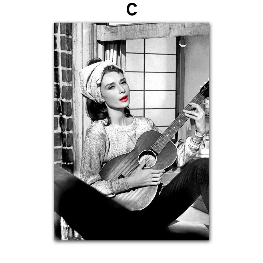 Wall Art Canvas Painting New York Fashion Girl Movie Actor Black White Vintage Posters And Prints Wall Picture Living Room Decor