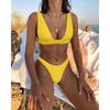 Сексуальный купальник бикини Gather Solid Color Split для женщин