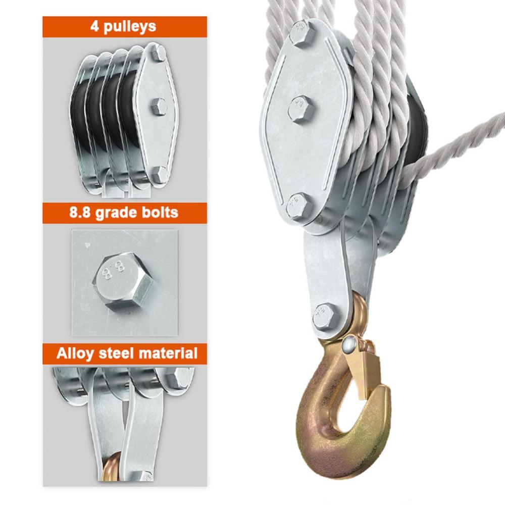 1Pcs 270 Degree Rotatable Rope Pulley Block Manual Lifting Device for Air Conditioner Installation