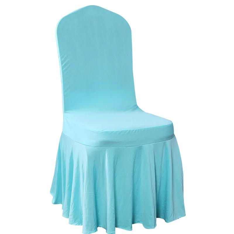 Solid Color Wedding Chair Cover Party Decoration Spandex With Skirt Pleated Use Elastic Stretch Dining Luxury Birthday Banquet