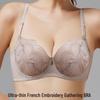 French Ultra-Thin Lace Embroidered Plus Size Bra Set - Sexy, Transparent, Anti-Sag, Minimizes Bust Appearance.
