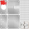 16pcs Hinge Repair Plate Cupboard Door Hinge Mounting Tool Furniture Cabinet Hardware Stainless Steel Hinge Fixing Plate Kits
