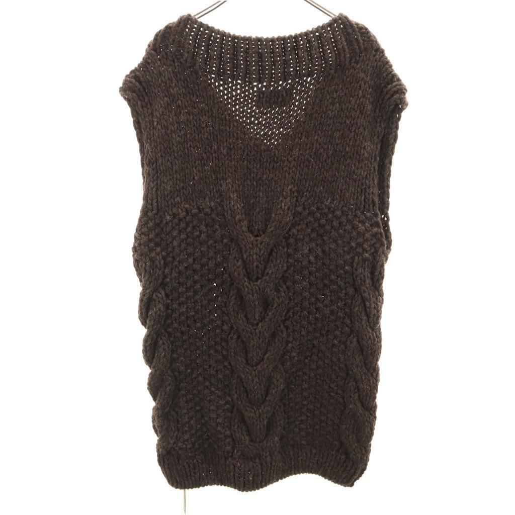 Неиспользованный ETRE TOKYO жилет из перуанской шерсти, трикотажный, F коричневый, женский, б/у