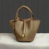Women's High-end Feel Leather Handbag Soft Top-handle Bag Genuine Leather Strap Luxury Shoe Storage Bag