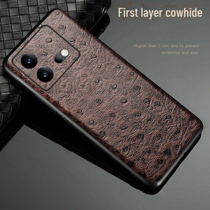 Чехол iQOO Neo9 из воловьей кожи с рисунком под страуса для Neo9Pro