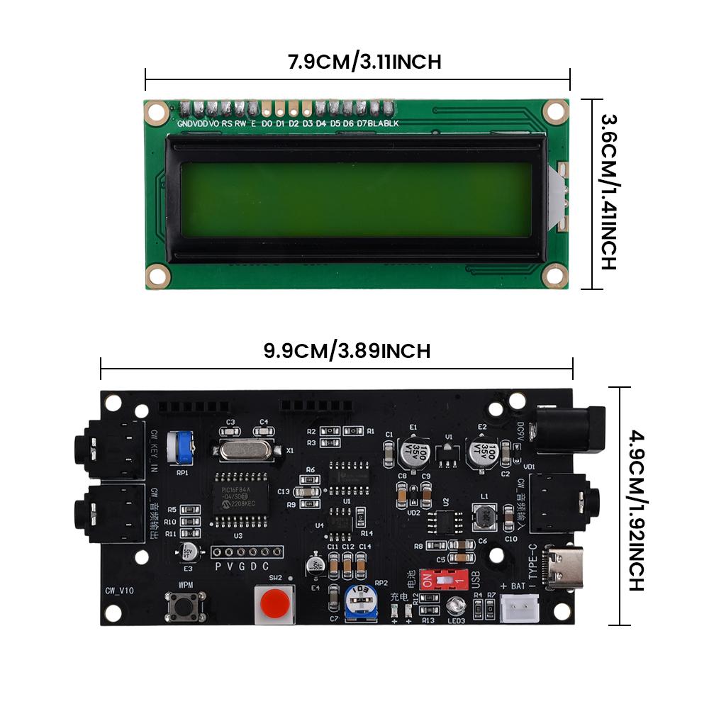 CW Decoder Morse Code Reader Morse code Translator Ham Radio Accessory Essential Module Include LCD1602 DC5V -12V/500mA