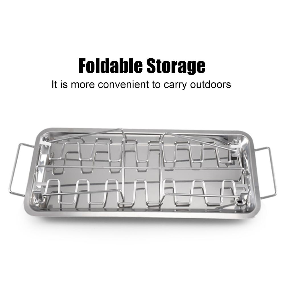 Гриль для куриных ножек, крылышек, говядины, складной держатель для ножек из нержавеющей стали, подставка для духовки с поддоном для сбора жира