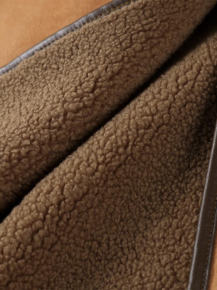 Женская двусторонняя зимняя куртка с капюшоном, на пуговицах из коровьего рога, хлопковая куртка, замшевая, из овечьей шерсти, теплая куртка, модный стиль, осень и зима