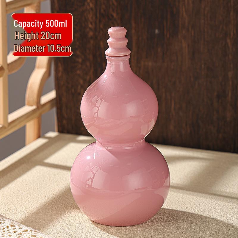 In Stock: 500ml Multicolor Imitation Porcelain Gourd Bottle with Hand Rope, Shoulder Strap & Accessories, Easy to Carry