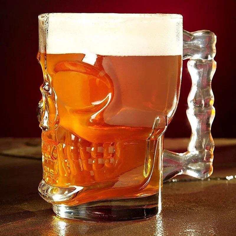 Classcial Pirate partner beer cup crystal glass Creative skull face bone with handle drinking wine Vodka Essential Bar KTV