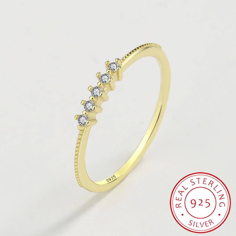 Simple Sterling Silver Women's Jewelry Single Row Diamond Couple Ring for Women Original S925 Sterling Silver Engagement Wedding Gift Jewelry