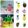 Gift Cartoon Fruit Straw Cup Strawberry Pineapple Food Grade Plastic Drinkware Tea Milk Juice Cold Water Water Bottle Summer