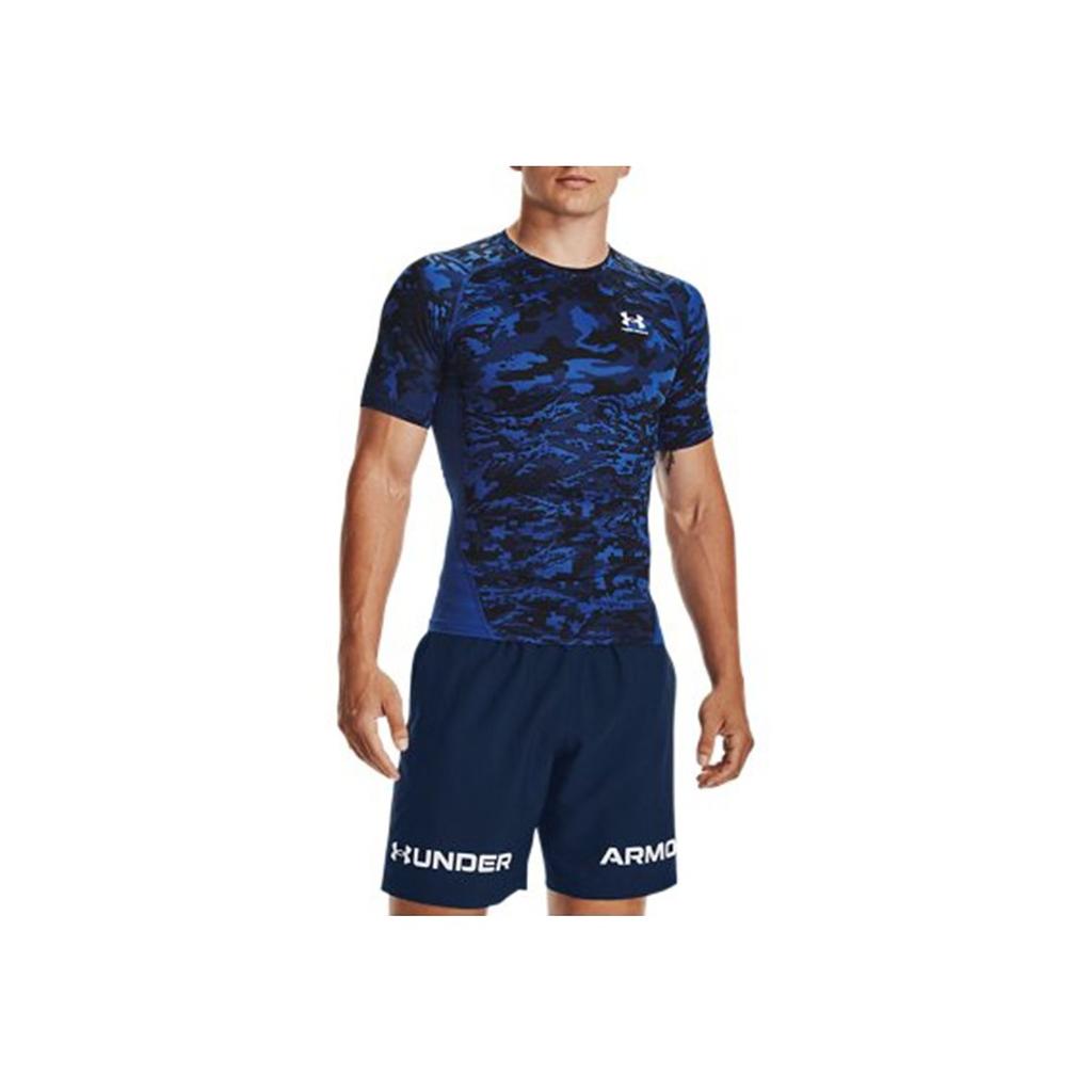 Under Armour HeatGear® Camouflage Training Running Fitness Shirt Men Tops Blue 1361519-432