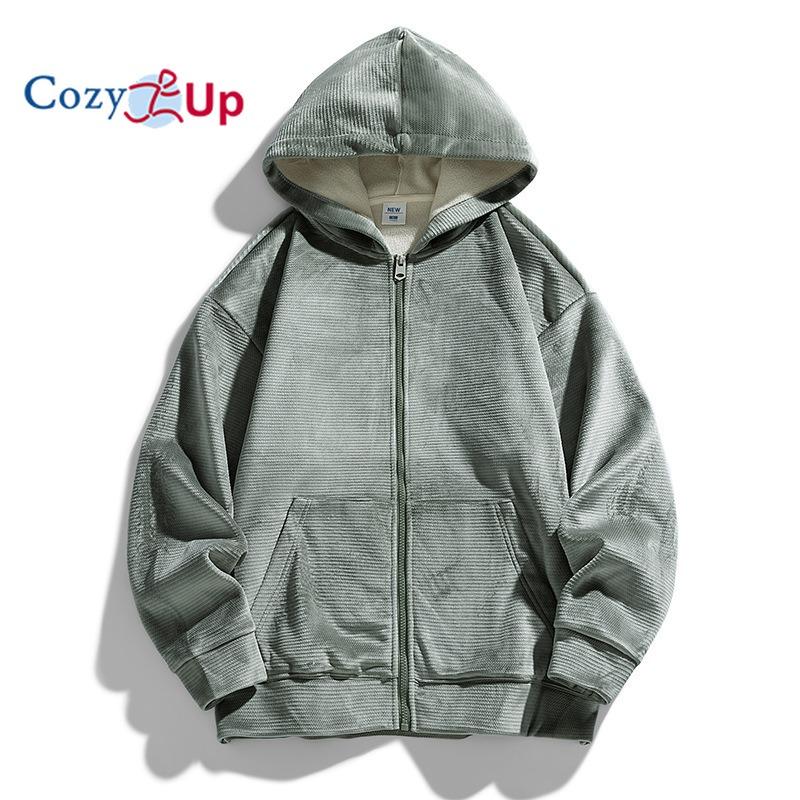 Cozy Up Толстовки для мужчин Толстовка из тяжелого флиса - на толстой подкладке из шерпы на молнии до конца