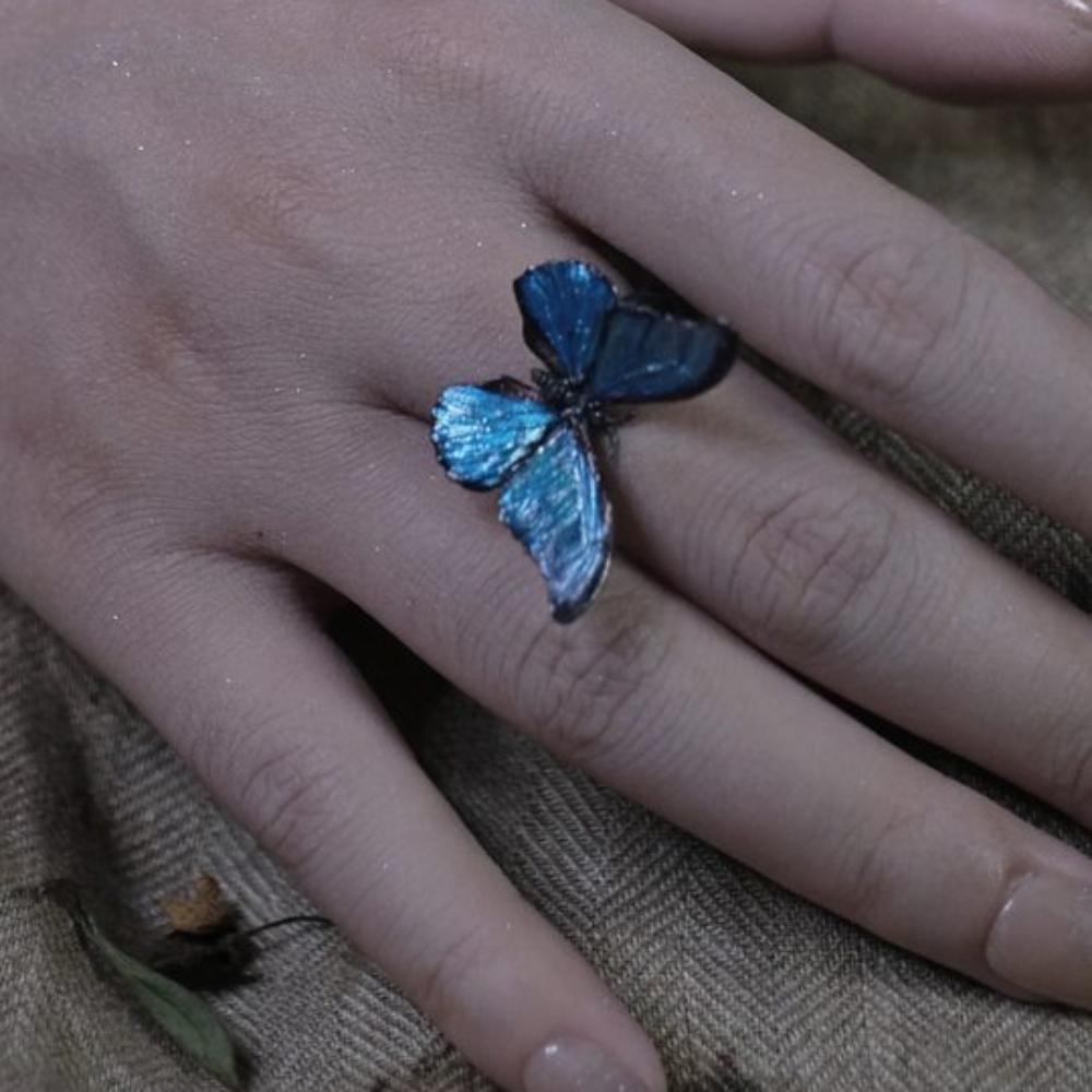 Vintage Realistic Butterfly Ring Shiny Opening Ring Stackable Dreamlike Butterfly Ring Decoration