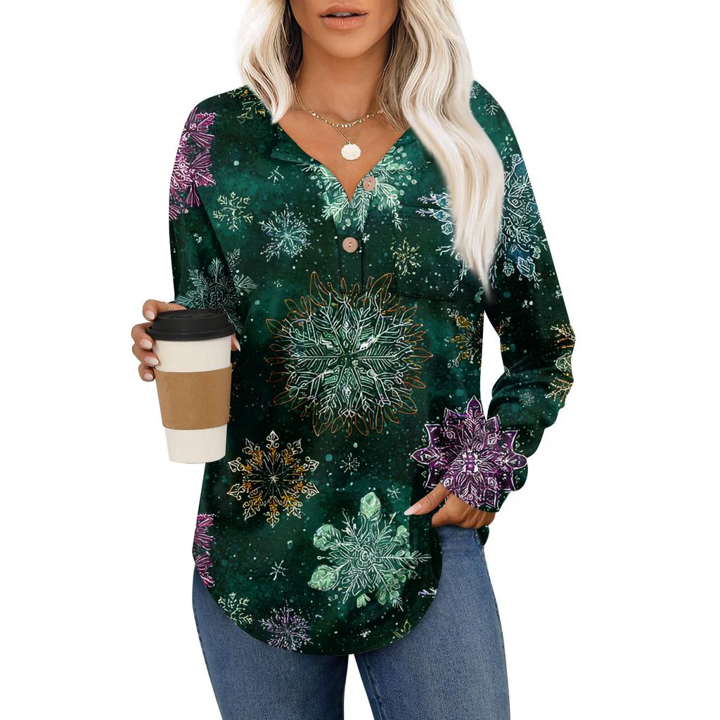 Women's Fashion Long Sleeve Christmas Loose Long Sleeve Casual Top