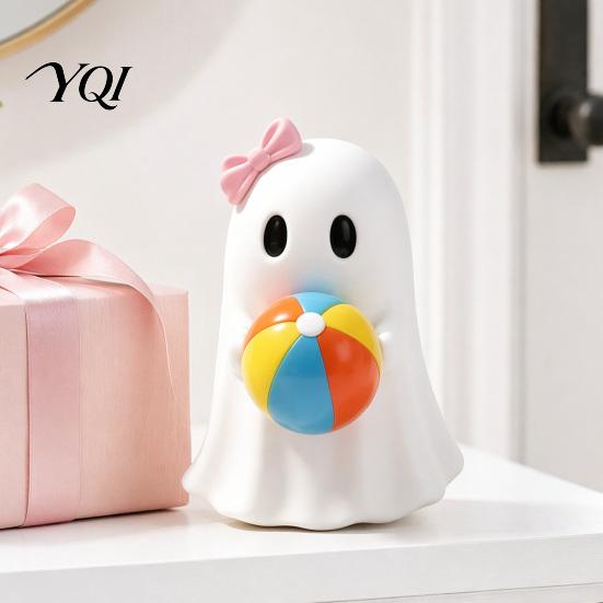 Haunted House Decoration Summer Halloween Ghost Figurine, Small Resin Cute Tropical Beach Statue with Farmhouse Decor Float Garland Sunglasses