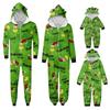 Christmas Print Family Matching Hooded Long Sleeved Zippered Jumpsuit Set